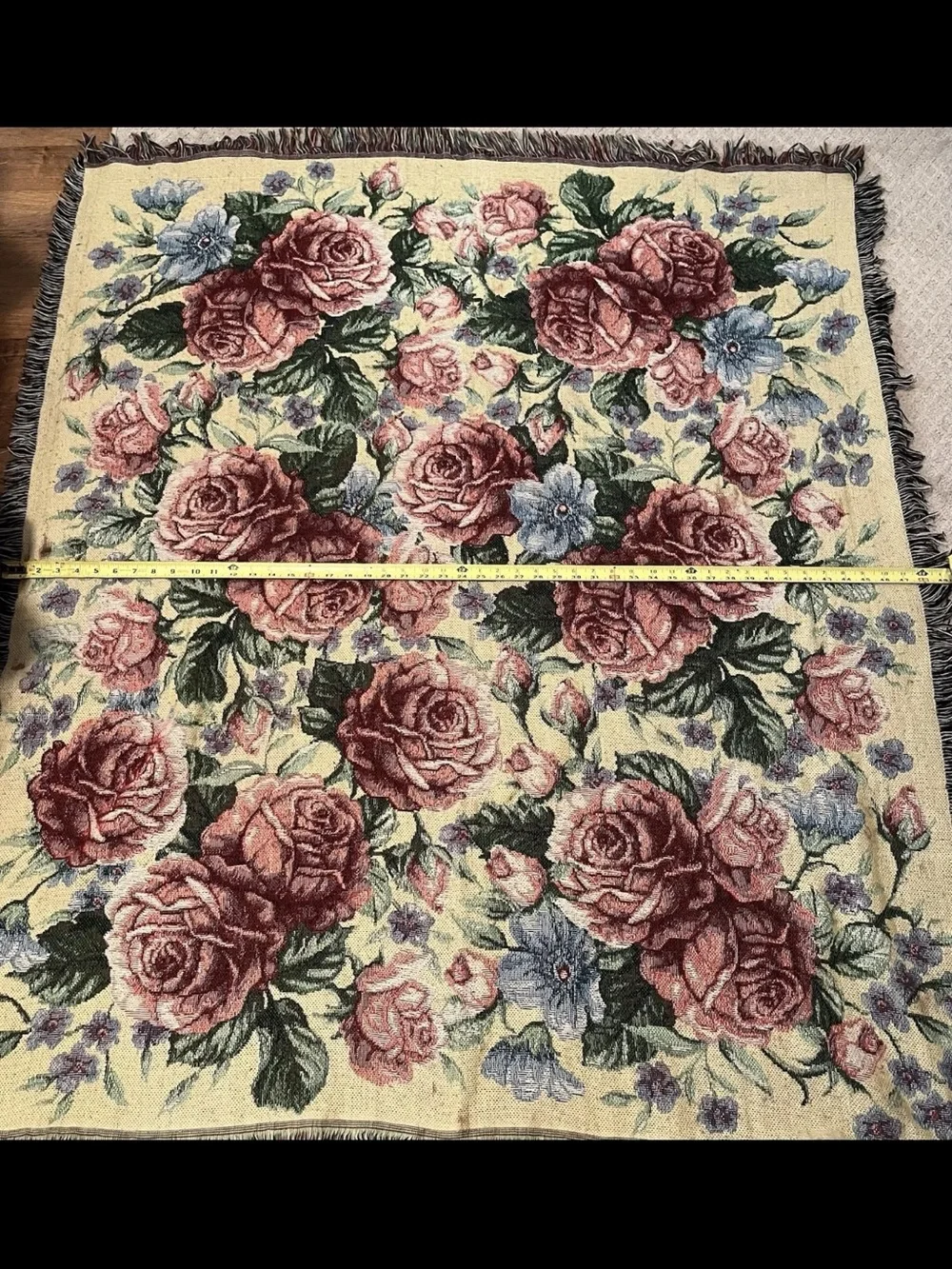 Floral Rose Throw Blanket in Blush Pink and Cream. Cottage. Prairie. Whimsy.